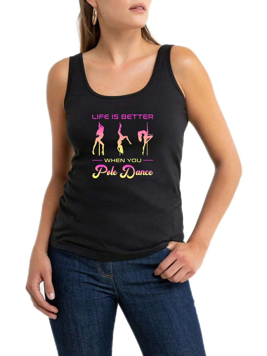 

Life Is Better When You Pole Dance Design Sexy Breathable Tank Top Women's Personalized Sports Training Sleeveless Tee