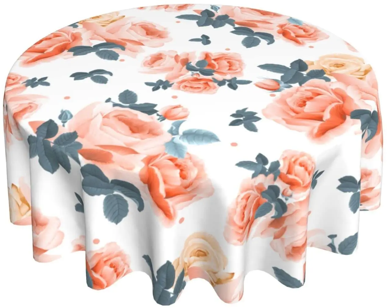 

Круглая скатерть с цветочным рисунком, водонепроницаемая ткань для стола с рисунком пиона, 60 дюймов, цвет РОЗОВЫЙ, для дома и дома