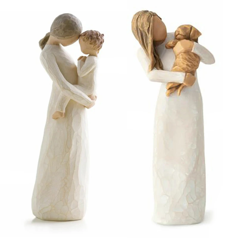 

Mom and Son Figurine Home Ornament Minimalist Resin Crafts Dad and Children Sclupture Decor Tabletop Christmas Gift for Family