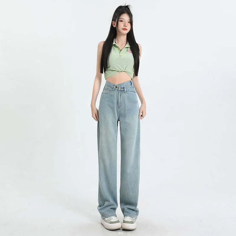 Real time photos of jeans women's blue spring and summer pants college style fashionable and versatile spicy girls retro ice sil