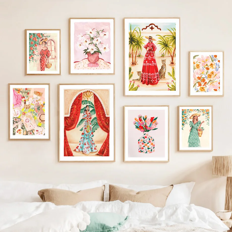 

Boho Tropical Fashion Woman Moroccan Lady Marrakech Art Canvas Painting Posters And Prints Wall Pictures For Living Room Decor