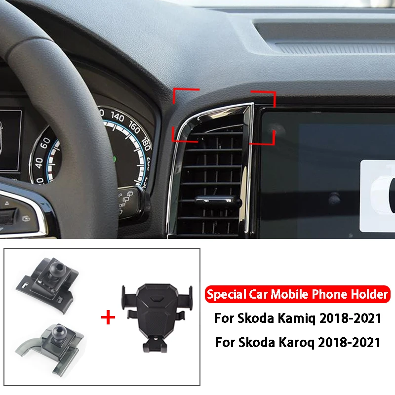 

Mobile Phone Holder Air Vent Mount Gravity Bracket Stand For Skoda Kamiq Karoq 2018-2021 Car Styling Car Accessories