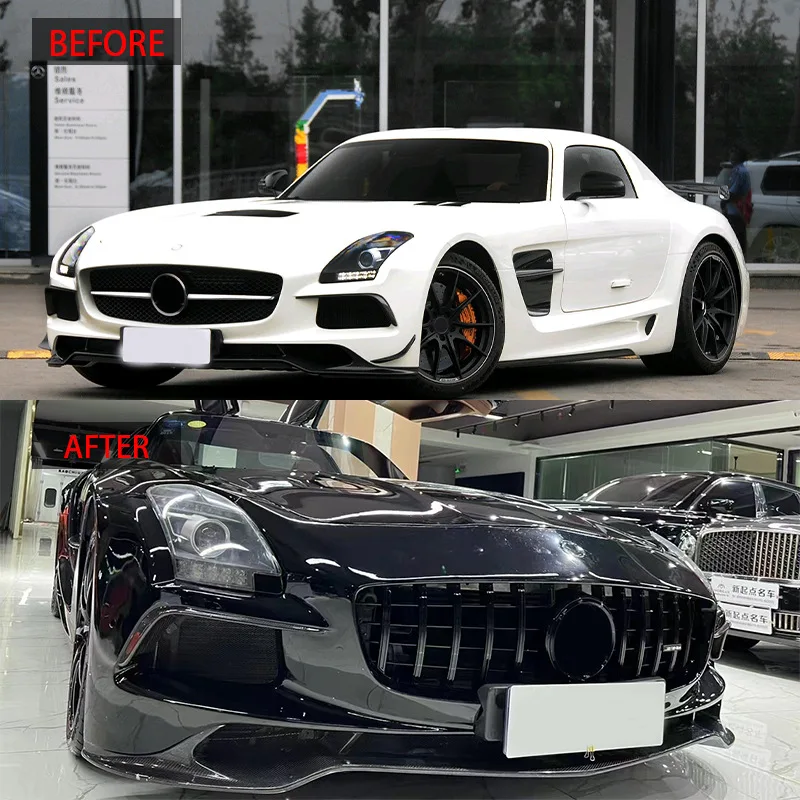 Решетки радиатора глянцевые черные для Mercedes Benz SLS C197 GT гоночные решетки комплект