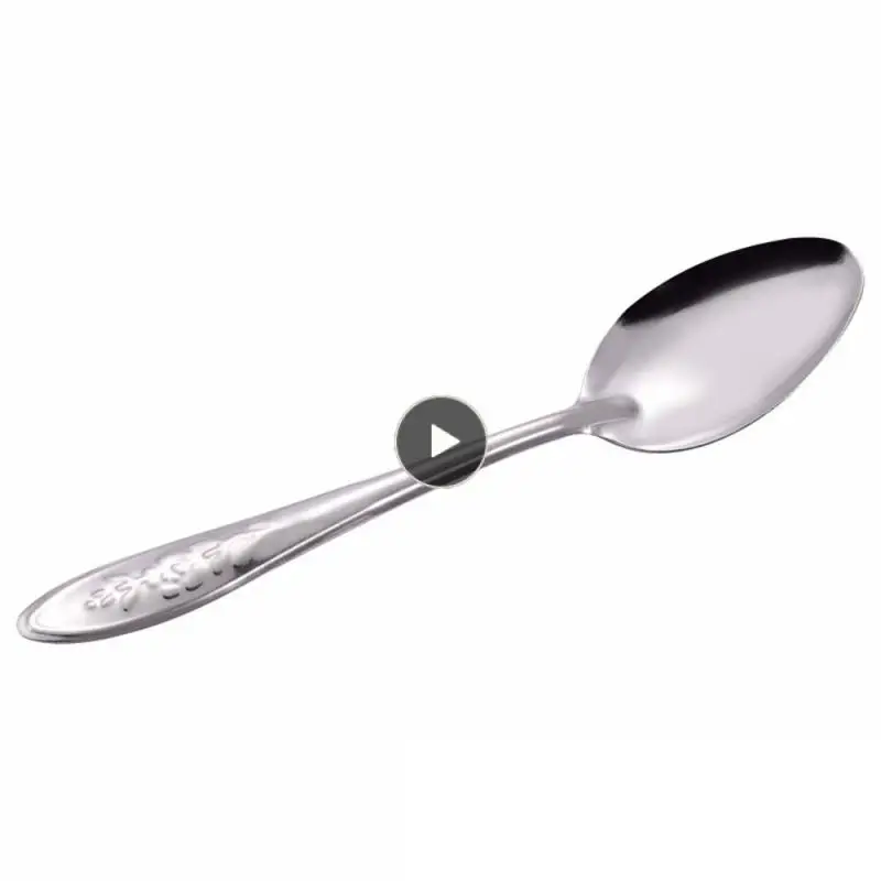 

Difficult To Scratch Soup Spoon Exquisite Rose Patterns Stainless Steel Spoon Durable Not Prone To Aging Spoon Dessert Spoon