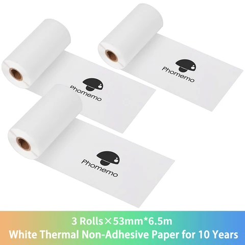 Белая термобумага для принтера Phomemo T02/M02