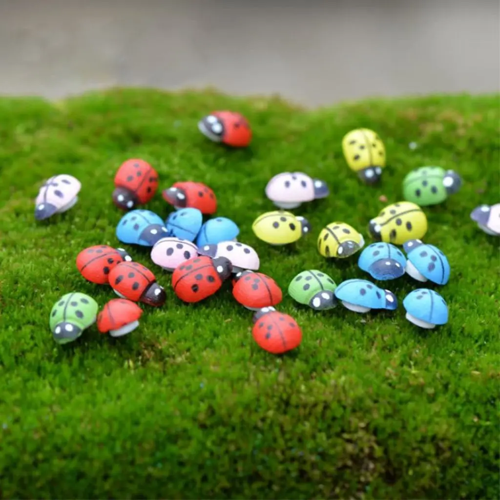 

20PCS Mini Resin Ladybug Garden Pots Miniature Plants Decoration Fairy Garden Figurines Micro Landscape Crafts