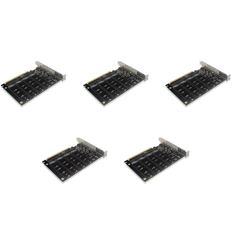 

5X 4 Port Nvme To PCIE Adapter Card M.2 NVME To Pcie X16 Adapter 4X32gbps M Key Hard Drive Converter Expansion Card