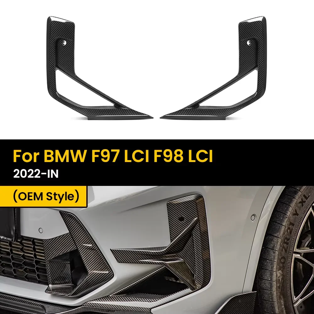 

Переднее боковое вентиляционное отверстие из настоящего сухого углеродного волокна для BMW F97 LCI F98 LCI OEM Style 2022-IN, 2 шт./компл.