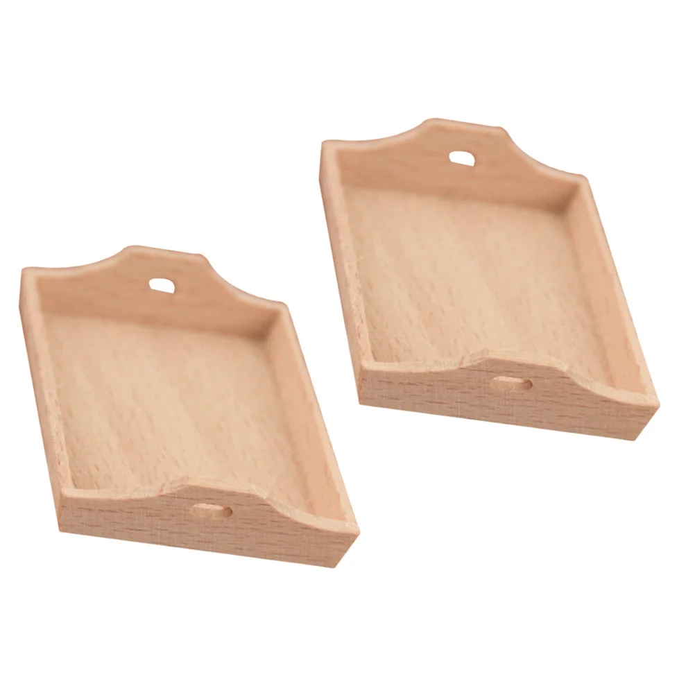 

2pcs 5cm Mini Wooden Serving Tray Miniature Fruit Cake Bread Plate Model Dollhouse Tray Kitchen Furniture