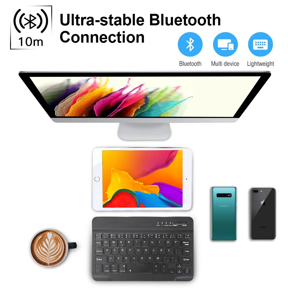 Bluetooth Wireless Keyboard And Mouse EN Russian For Phone Tablet Ipad Mini PC Rechargeable Spanish Keyboards |