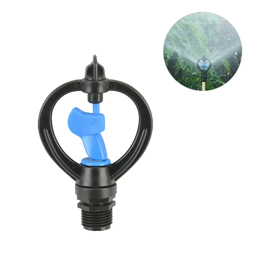 

4 Points Plastic Head Irrigation Sprinkler 360 Degrees Rotary Heavy Duty Garden Lawn Landscape Greenhouse Spray (Black)