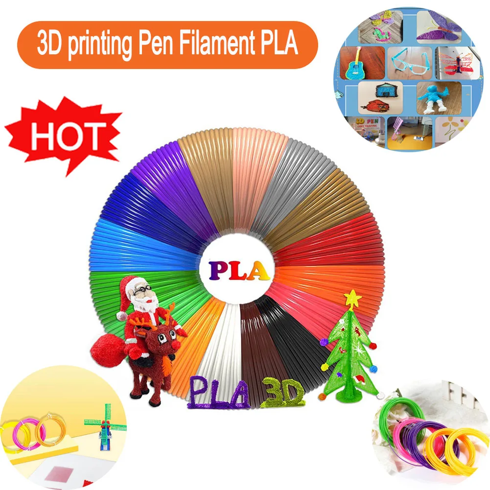 

Нить PLA для 3d-печати, цветная нить для рисования, подходит для любителей, для детей и студентов, 20 случайных цветов, 5 м