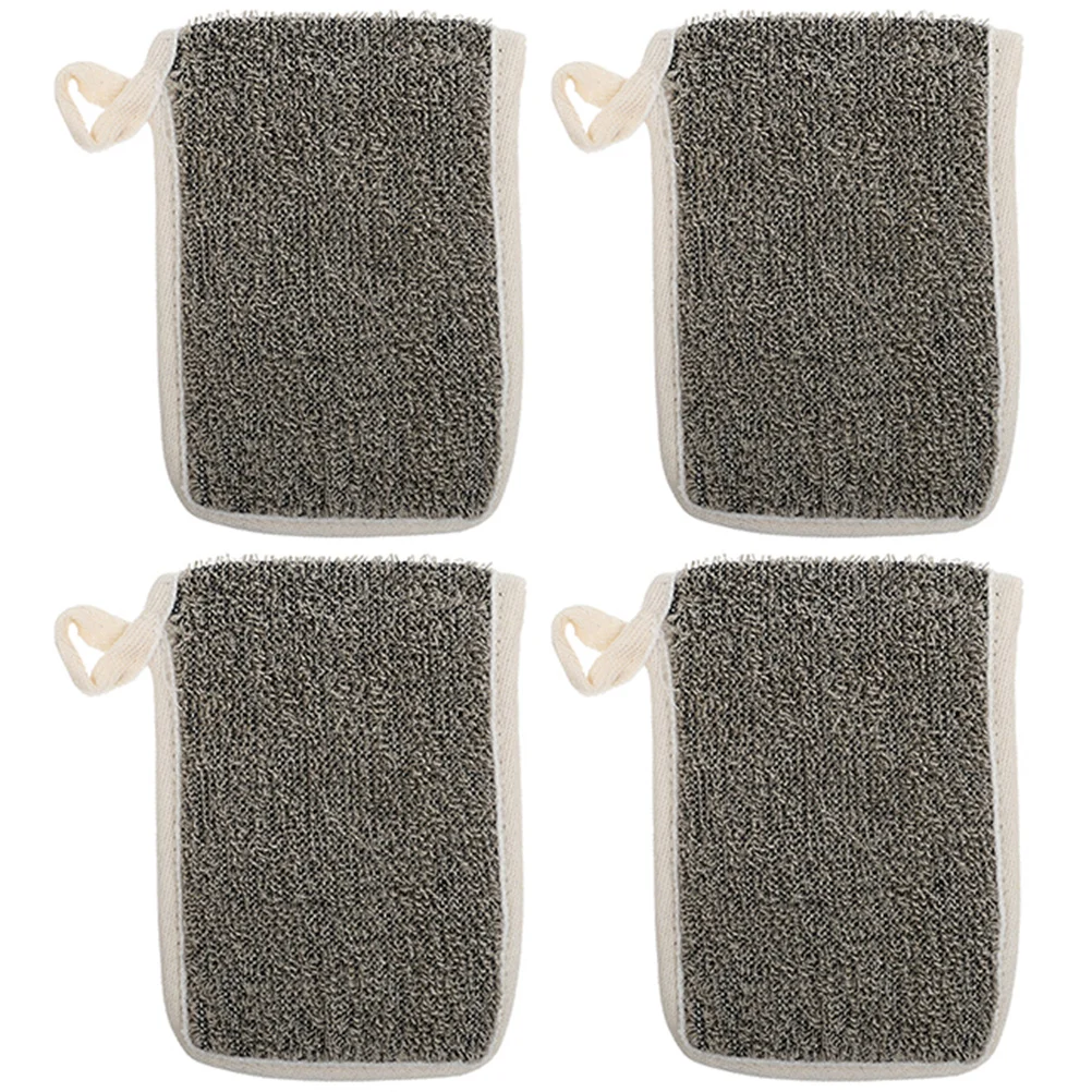 

4 Pcs Bath Scrubber Body Black Linen Soap Bag Convenient Bags Homemade Bubble Net Pouches Flax