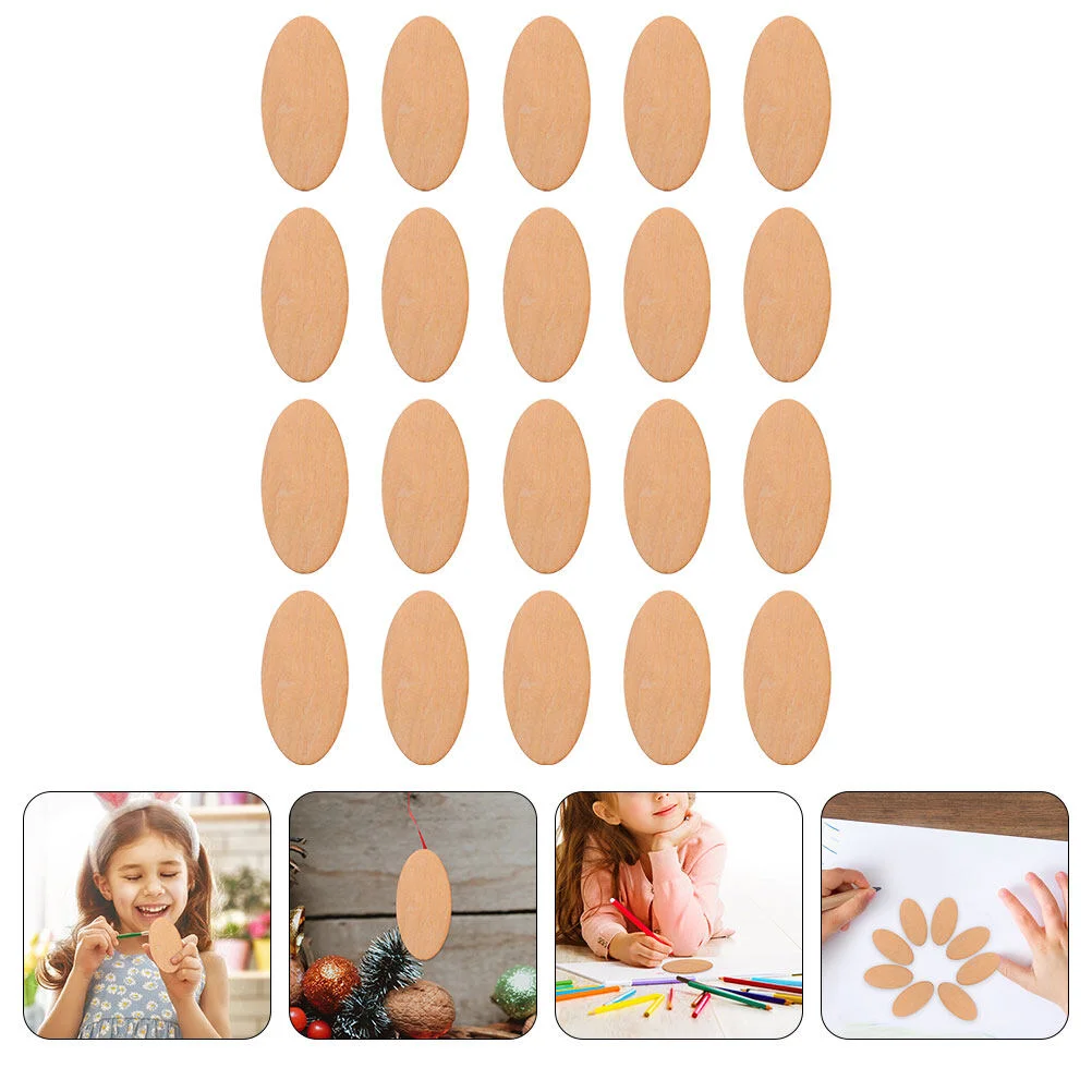 

20 Pcs Oval Wood Trim Blank Sign Unfinished Slices Wooden Cutouts Embellishments