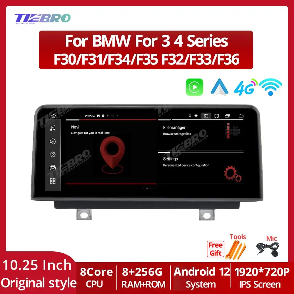 

TIEBRO 10.25 Inch Android 12 For BMW 3 4 Series F30 F31 F32 F33 F34 F35 F36 NBT System Car Radio Stereo Player 1920*720P Carplay