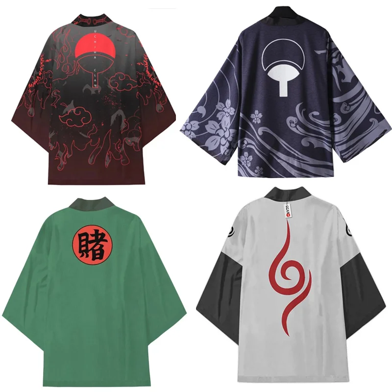 Аниме кимоно Коноха Какаси Саске плащ косплей костюм Шаринган куртка с символами