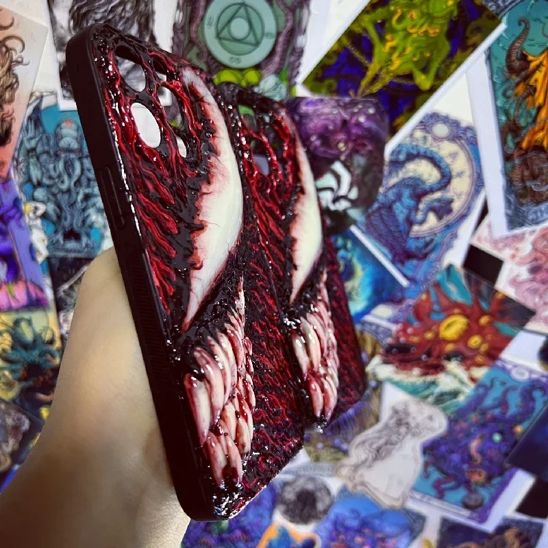 4166 Оригинальный 3D светящийся мобильный телефон ручной работы Venom Massacre темный