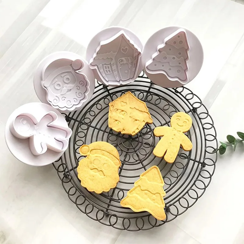 

4Pcs Christmas Snowflake Gingerbread Man Kitchen Cookie Cutter Tools Xmas Shaped Biscuit Mold New Year Cake Baking Decorating