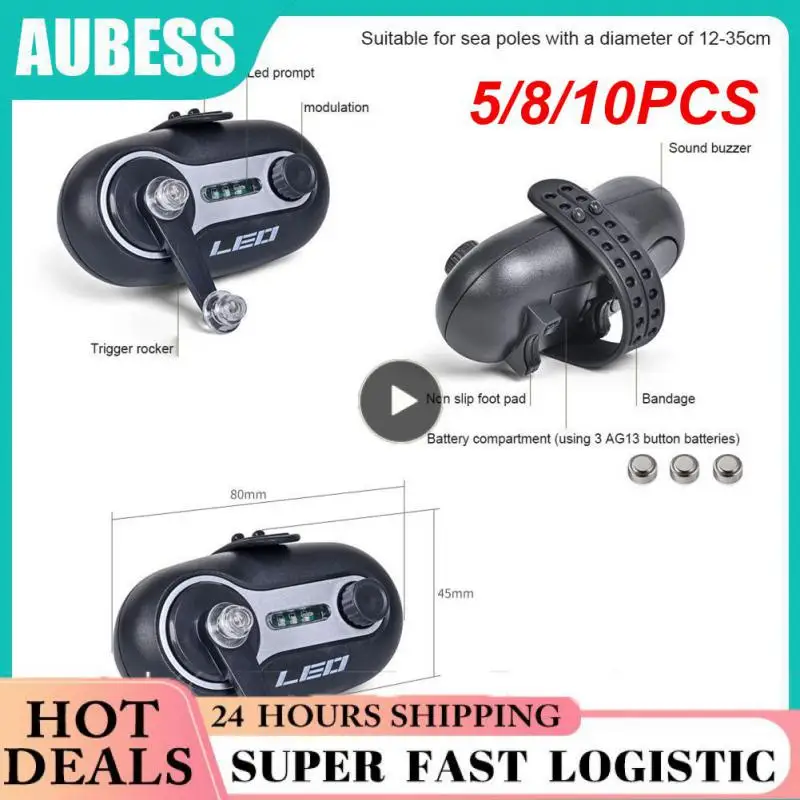 

5/8/10PCS Automatic Sensor Led Light Fish Bite Indicator Electronic Buzzer Fishing Alarm Easy To Install