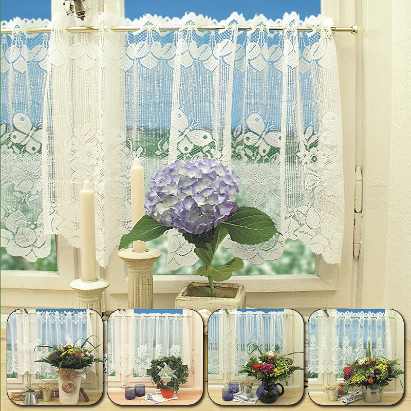

Modern Lace Window Curtain Jacquard Tulle Half Curtains Valance Coffee Short Curtain Cabinet Door Bedroom Home Cafe Decor