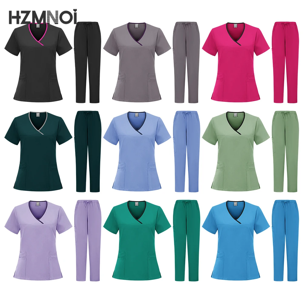 Новая медицинская хирургическая униформа женский набор скрабов спецодежда для