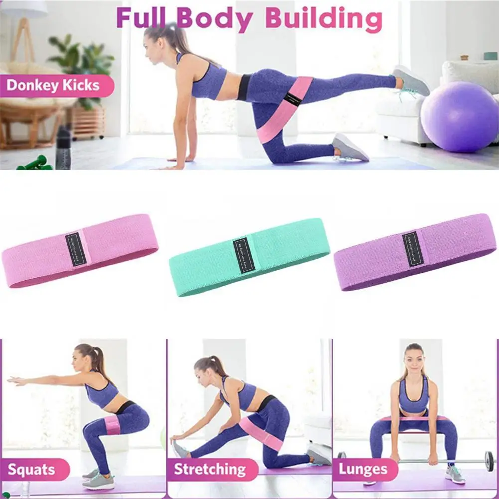 Effective Yoga Resistance Buttocks Band Resistance Band Solid Color  Anti-Breaking