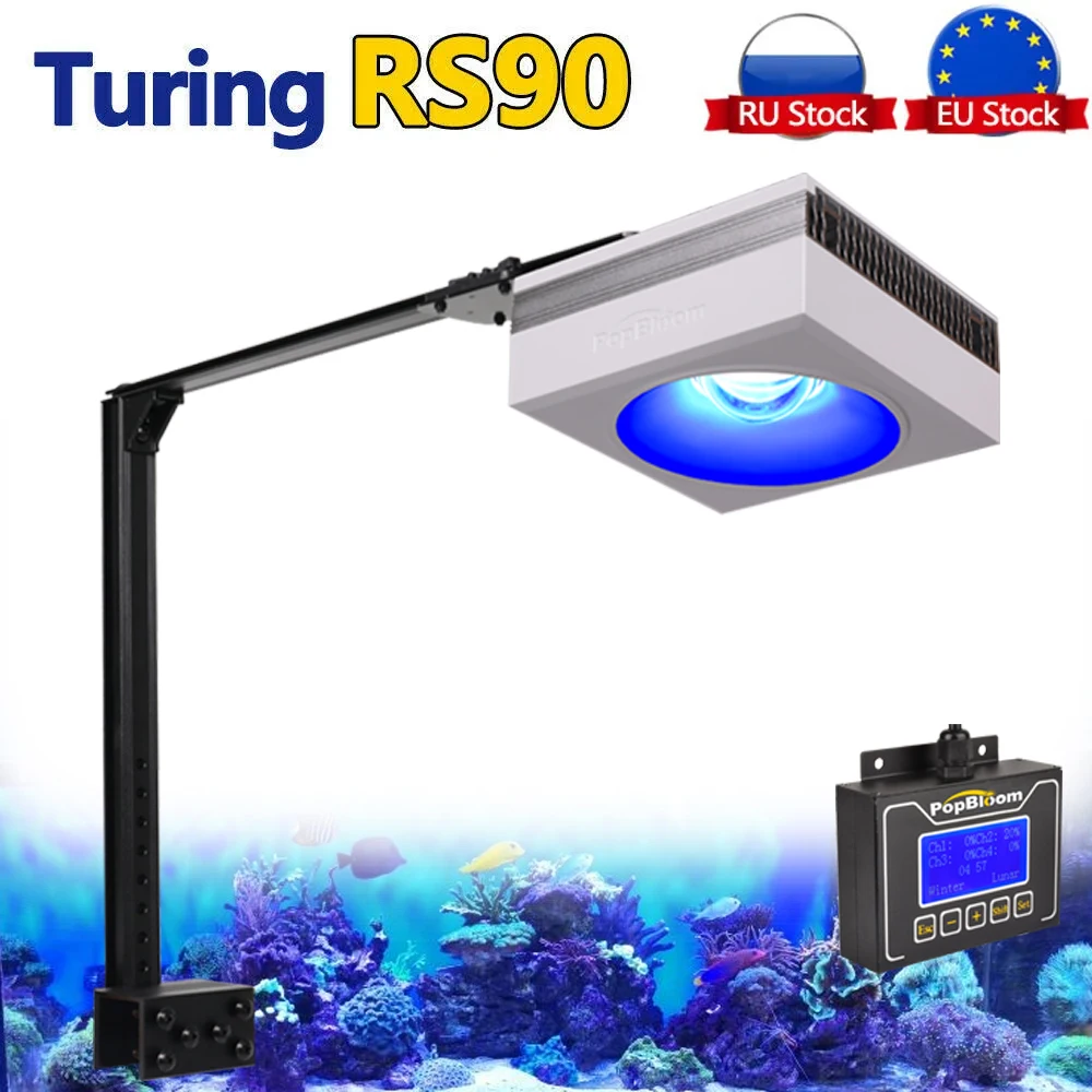 

PopBloom RS90 Aquarium Led Light Reef, Coral Marine Aquarium Light for 60cm-240cm SPS/LPS Saltwater Aquarium tank Sunrise Sunset