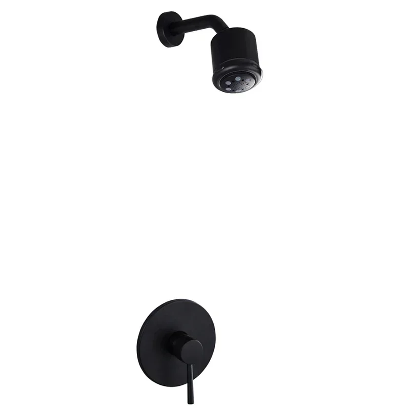 Черный душевой набор для ванной комнаты латунный встроенный монофункциональный