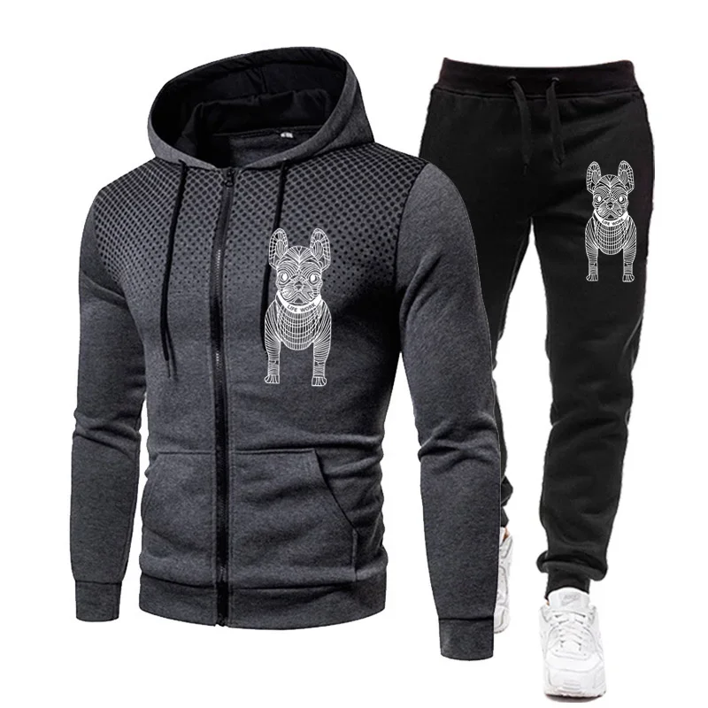

2023 New Fashion Mens Tracksuit Wear Stripe Hoodies+Sweatpants 2 Piece Set High Quality Autumn Winter Daily Casual Jogging Suit