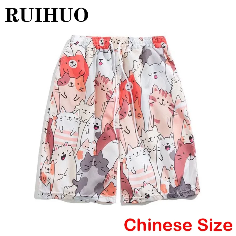 Шорты RUIHUO мужские с мультяшным рисунком хлопок повседневные Летние Короткие
