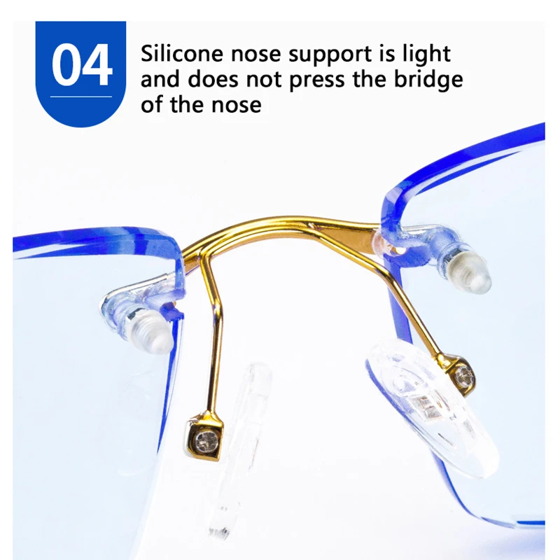 Очки для чтения без оправы мужчин и женщин пресбиопические диоптрии с синими