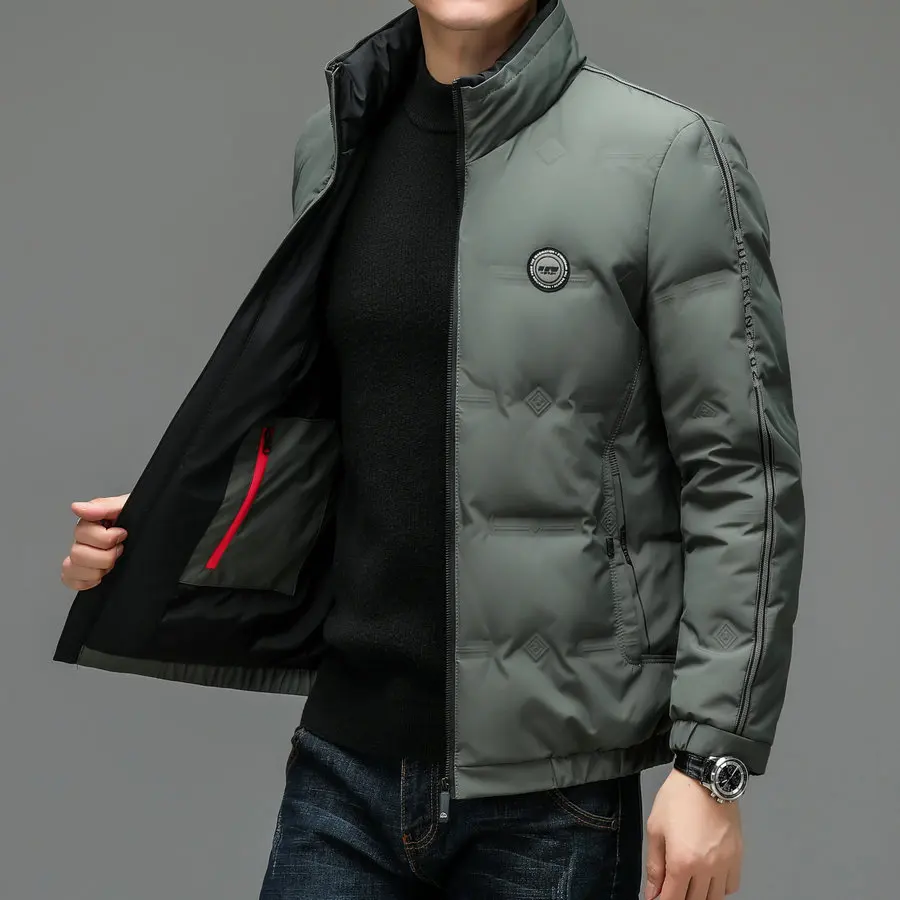 2022 Winter Men Green Black Puffer Parkas Thermal Thick Lightweight Basic Jackets Warm Casual Outerwear