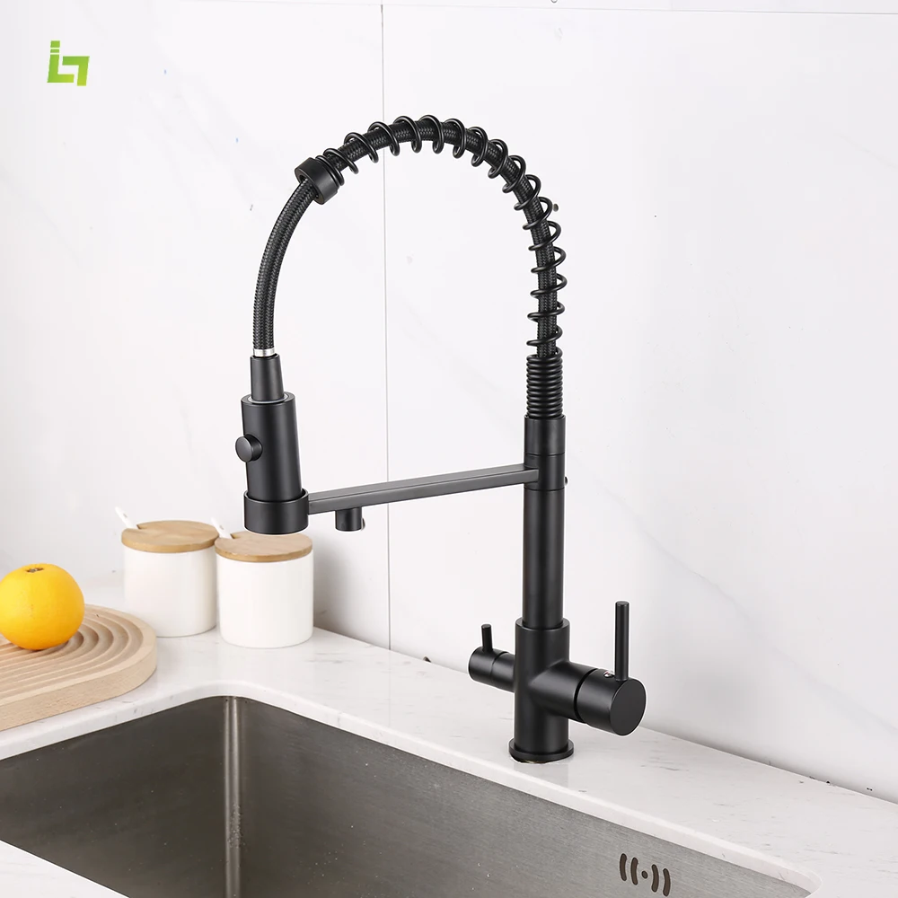 Water Purification Kitchen Faucet Black Hot and Cold Rotatin