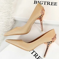 shoes satin woman pumps women heels metal heel stiletto heels gold black red wedding shoes high heels female shoes 2021