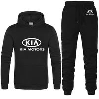 mens hooded sweatshirt with kia car logo high quality cotton casual sweatshirt sweatpants