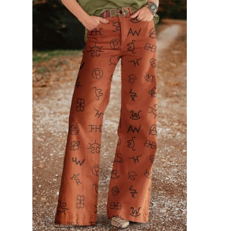 Популярные женские джинсы в стиле ретро с 3D-принтом. Удобные облегающие