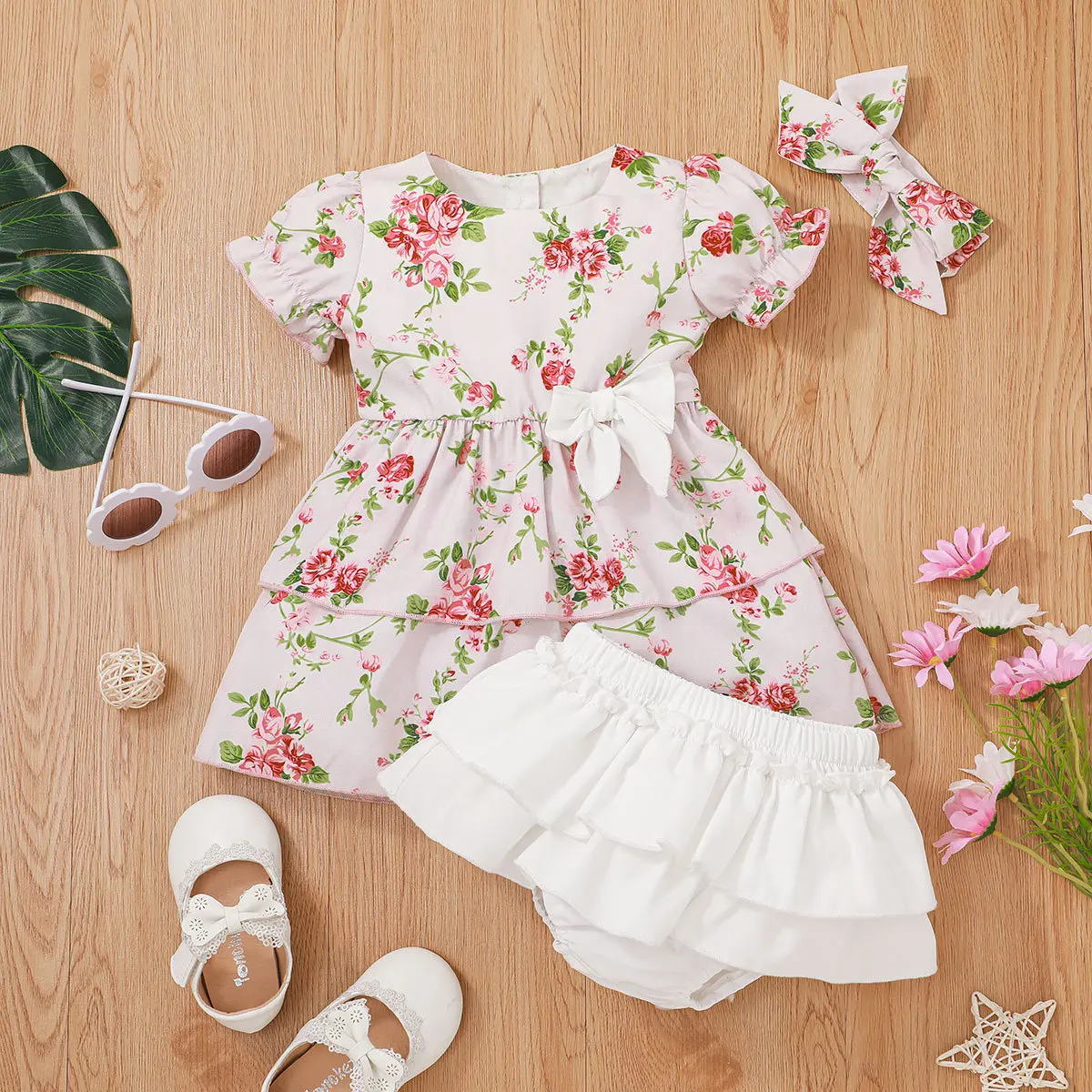 

2022 Baby Girl Clothes Toddler Clothing Sets Children Floral Dress + Solid Shorts 2pcs Set Infant Summer Casual Dresses Outfits