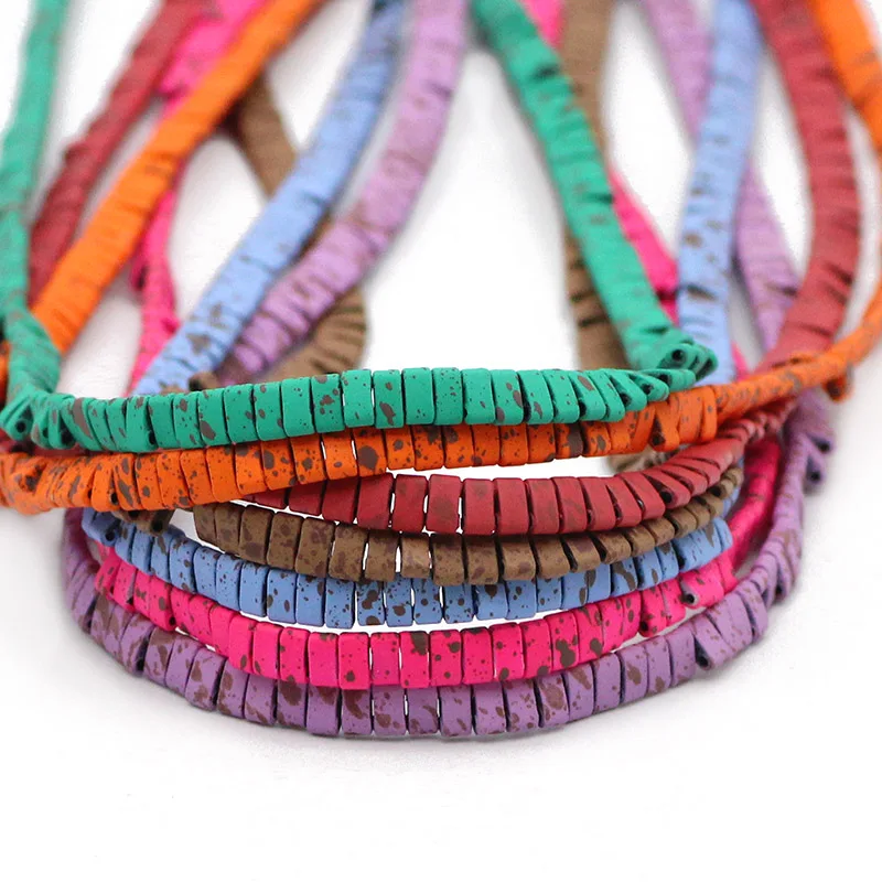 

Матовый натуральный камень с двумя отверстиями, 17 цветов, 5x2 мм, разбрызгивающие чернила, гематитовые разделительные бусины, аксессуары для ...