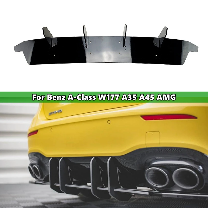 

1Pcs Black Car Rear Bumper Lip Diffuser Spoiler Splitter For Mercedes-Benz A-Class W177 A35 A45 AMG Rear Bumper Lower Guard