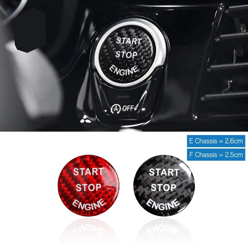

For BMW E70 X5 E71 X6 E81 E90 E91 E60 F30 F35 F10 F11 F01 F15Carbon Fiber Car Engine Start Stop Switch Button Trim Cover Sticker