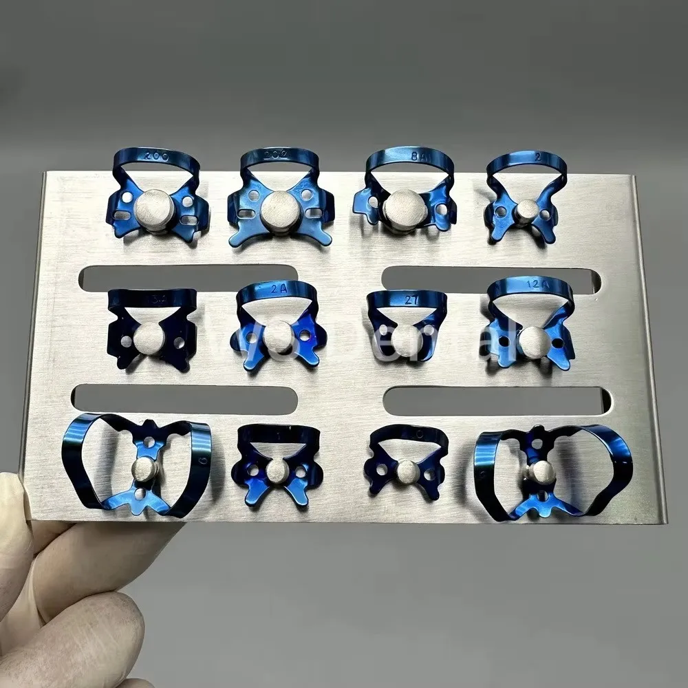 12 Pcs Dental Endodontic Rubber Dam Clamps Restorative Barrier Clips Clamp Sheets Dentist Equipment