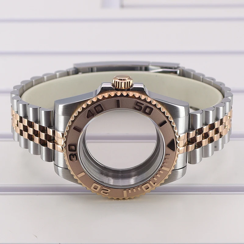 Корпус для часов Fanya из розового золота 40 мм 5 звеньев сапфировый ремешок Seiko Nh35