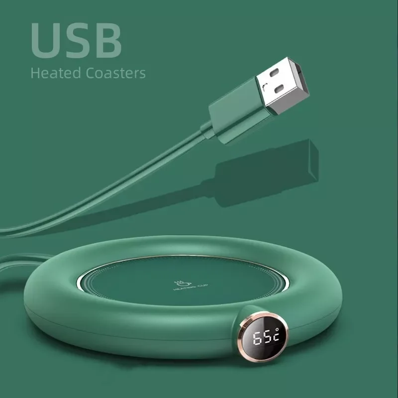 Фото 5 в коврик для чашки с подогревом USB, подставка с постоянной температурой, 3 режима, цифровой дисплей, регулировка времени, нагреватель для ко... №2