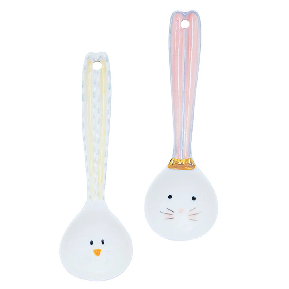 

2 Pcs Spoons Drink Serving Spoons Ceramic Dessert Spoon Ice Cream Spoon Cocktail Spoon Desserts Spoon