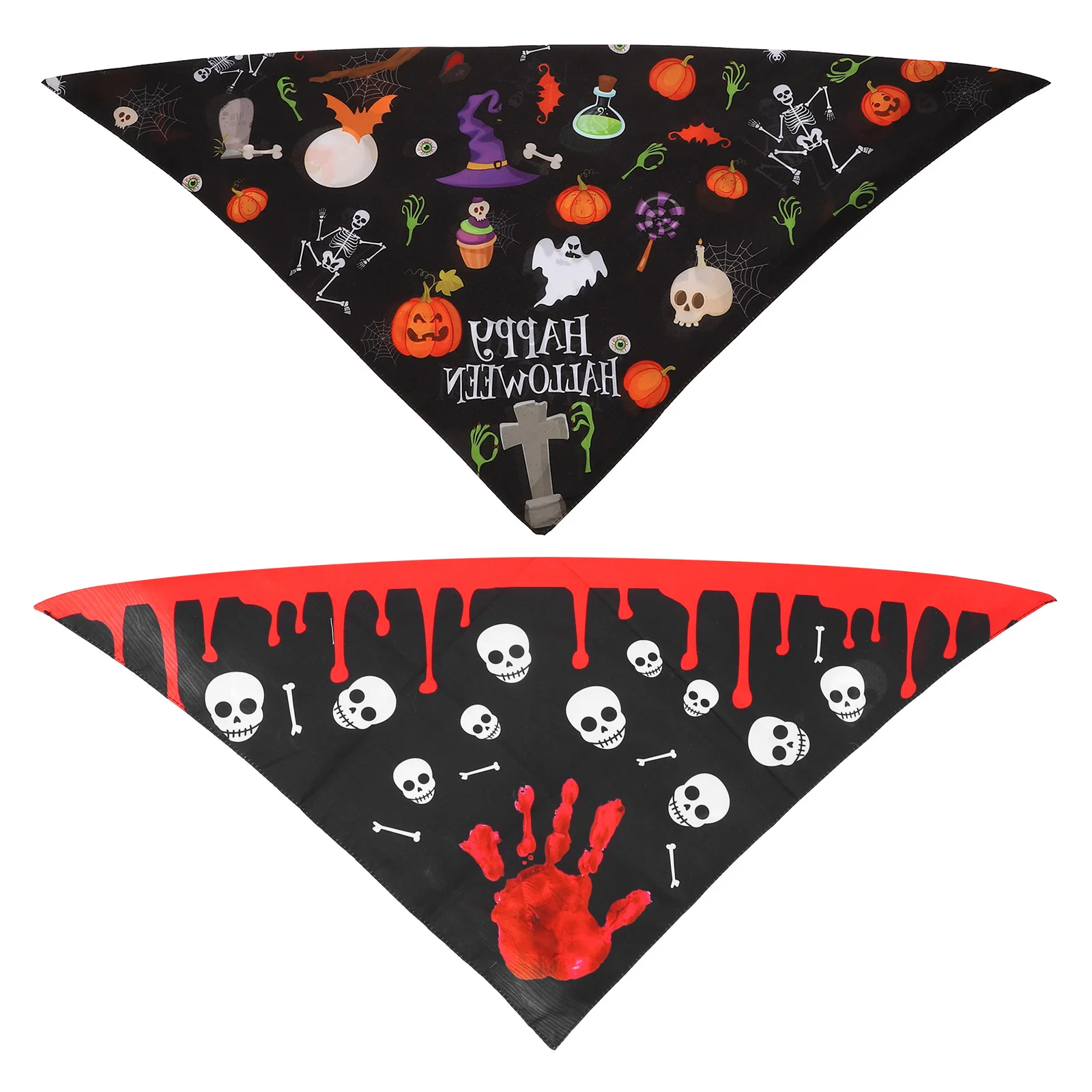 

2Pcs Bandanas Triangle Scarf Pumpkin Witch Scarf Adjustable Washable Neckerchief Bibs for Costume