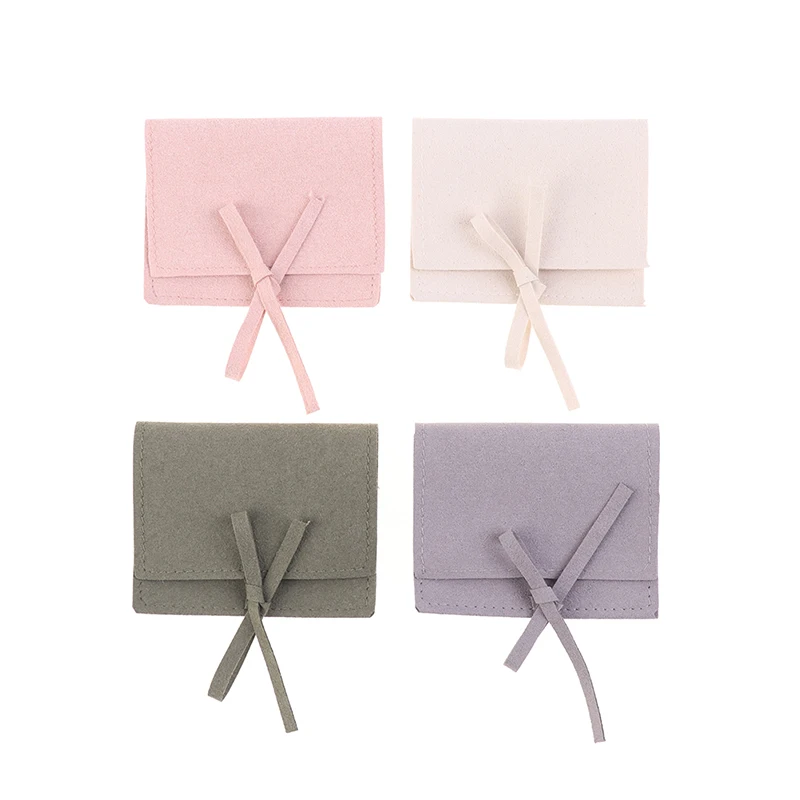 

Folded Microfiber Velvet Small Gift Bags Jewelry Organizer For Wedding Earrings Necklace Christmas Presents Packaging Pouch