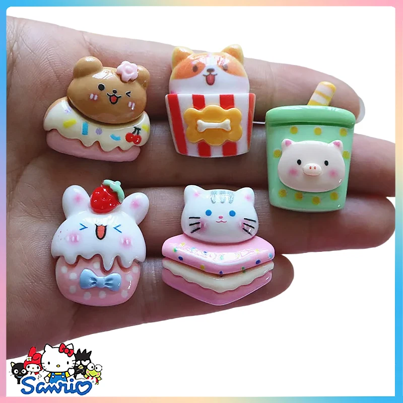 Новинка 10 шт. полимерные аксессуары Sanrios Hellokitty кавайная 3D Резина Сделай Сам шпилька для волос ручной работы искусственный крем клей Мультяшные животные подарок