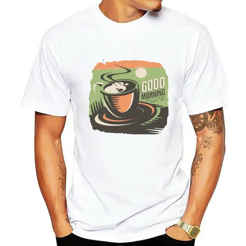 

Кофейная надпись «Good Morning», крутая дизайнерская футболка цвета слоновой кости, Размеры S 5XL, T 1566