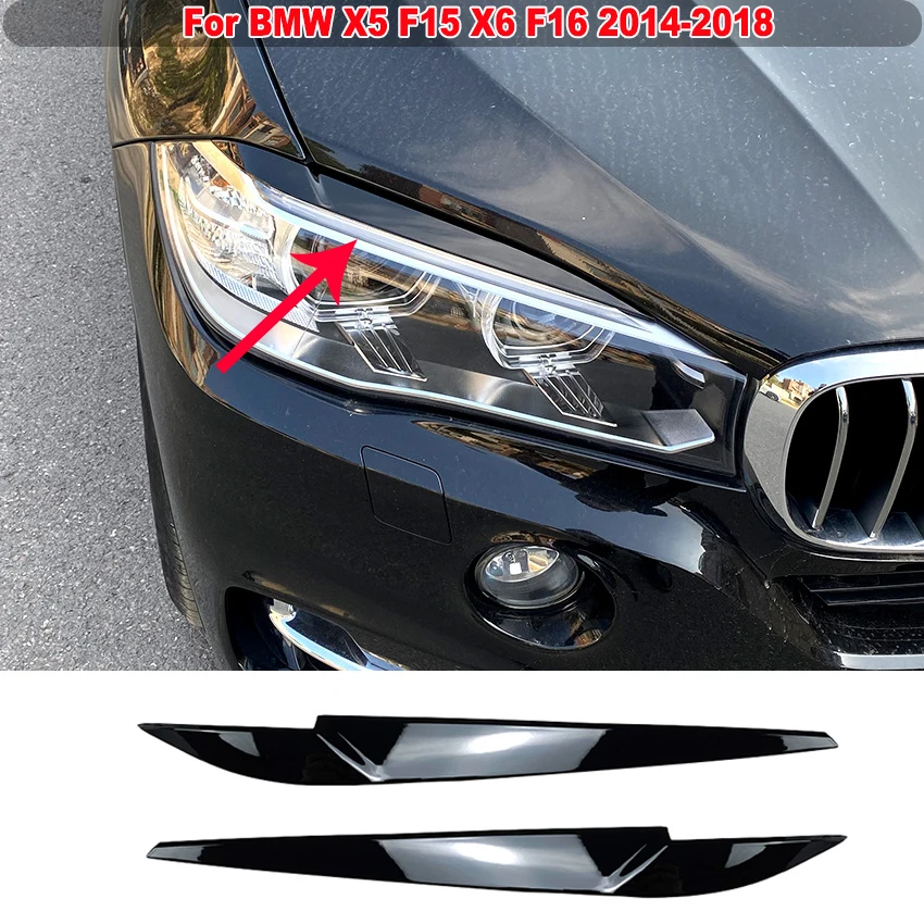 

For BMW X5 F15 X6 F16 2014-2018 Protection Sticker Trim 2PCS/SET Eyelid Front Headlight Eyebrow Eye Lids Cover Car Accessories