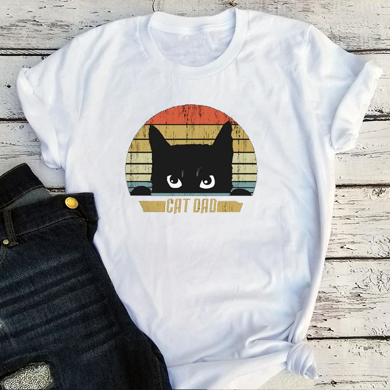 Cat Dad T Shirts Men Funny Tshirt My Hero Graphic Tees Father's Day Idea Rock Top Daddy Best Lover 2022 New Tee